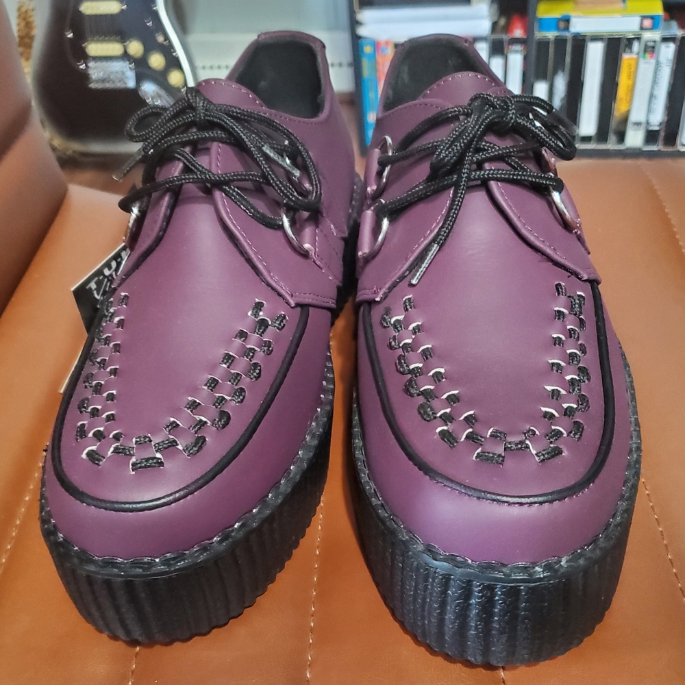 T.U.K Purple and Black Oxfords with Platform Sole